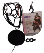 Adult Lady Zorro Halloween Costume w Hat &amp;  Extras Size Medium 10 - 12 - £18.97 GBP