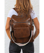 Dark Brown Tassel Decor Retro PU Large Capacity Backpack - $33.82