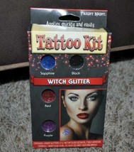 Adult Teen Witch Halloween Body Glitter Stencils Tattoo Brush Accessory Kit- 13+ - £6.36 GBP