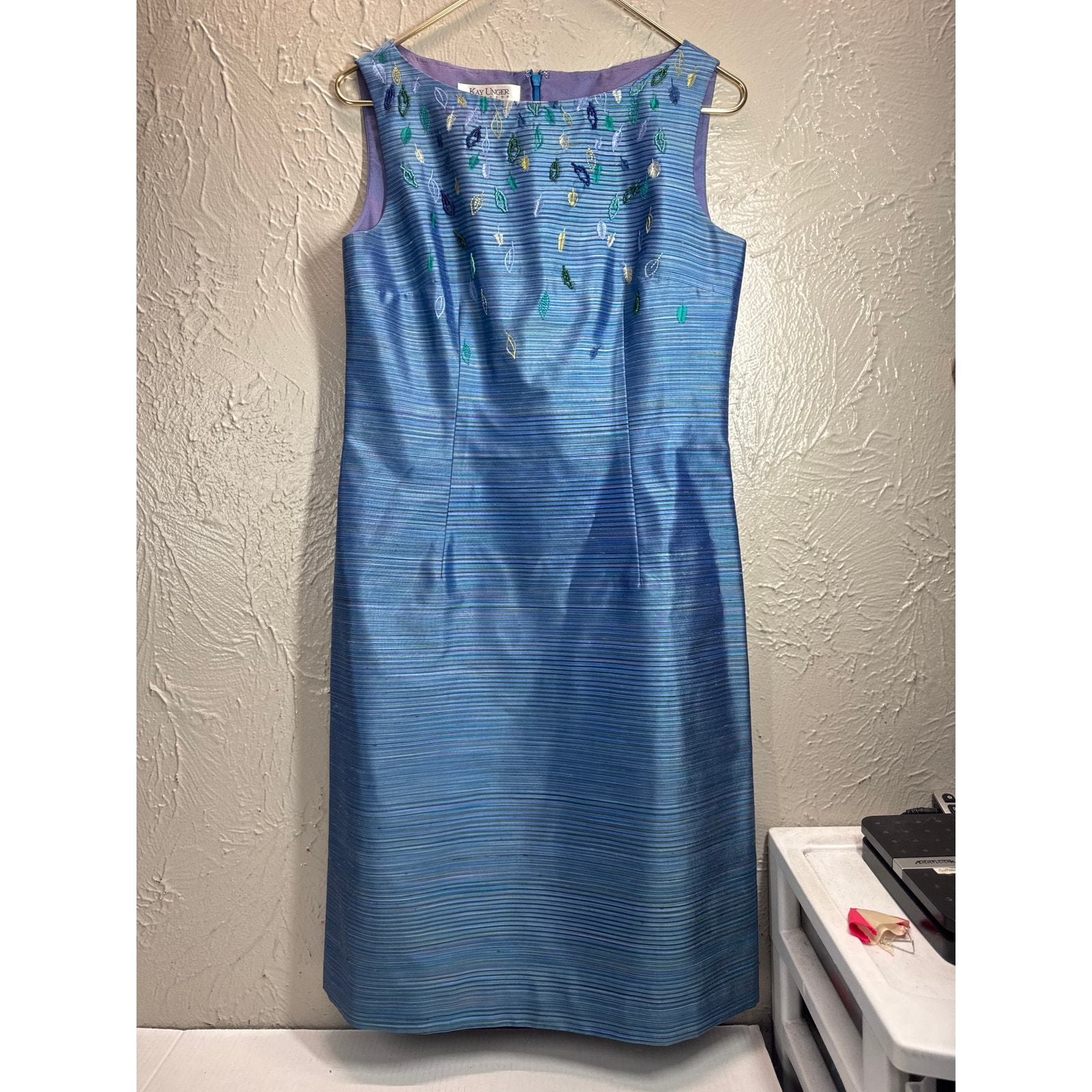 Kay Unger Womens Silk Beaded A-Line Dress With Jacket Outfit Evening Glam Size 8 Item image 2