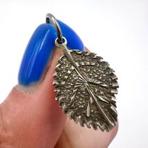 Vintage 925 Sterling Silver Leaf Pendant Jewelry Charm Marked - $85.00