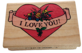 Inkadinkado Rubber Stamp I Love You Words Banner Heart Card Making Words Craft - £3.13 GBP