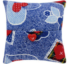 Tooth Fairy Pillow, Blue, Patchwork Heart Print Fabric, Red Heart Trim f... - $4.95