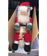 Animated Musical Santa on Rocking ￼Deer Christmas Figure RARE 670 - £30.91 GBP
