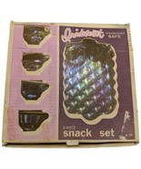 Vintage Federal Glass Iridescent Snack Set Original Box Set Of 4 Plates ... - £30.38 GBP