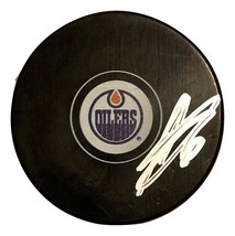 ADAM LARSSON Signed Autographed Hockey Puck EDMONTON OILERS w/COA &amp; Cube - $39.99