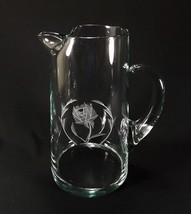 Vintage Tall Etched martini Pitcher Floral Etching Pinched Spout Barware Pitcher - £6.37 GBP