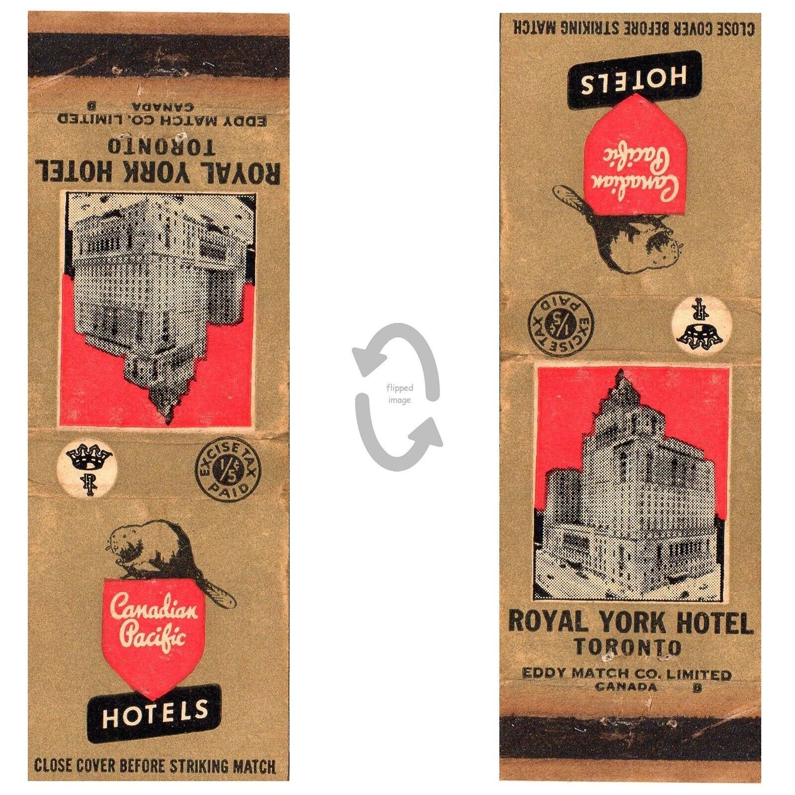 Primary image for Vintage Matchbook Cover Royal York Hotel Toronto Canadian Pacific railroad 1940s