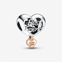 S925 Sterling Silver Love You Best Friend Heart Charm,Fit Pandora bracelet - $13.99
