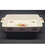 ROYAL ALBERT 12&quot; Rectangle Baker OLD COUNTRY ROSES Green Trim Casserole ... - $68.49 CAD