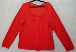 Cato Cardigan Sweater Womens Size 18/20 Red Orange Rayon Scoop Neck Butt... - £13.85 GBP