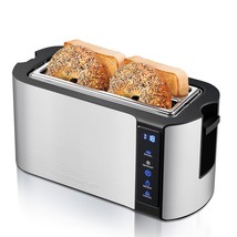 Long Slot 4 Slice Toaster, Countdown Timer, Bagel Function, 6 Toast Sett... - £55.14 GBP