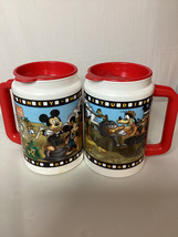 Vintage Walt Disney World MGM Plastic Refillable Souvenir Travel Mug  Lot Of 2 - £18.07 GBP