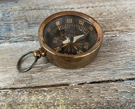 Antique Finish Brass Compass, Small Open Face Pocket Compass, Necklace, ... - £8.60 GBP