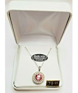 Crystals From Swarovski Halo Necklace In Rhodium Overlay October Pink - $53.23 CAD