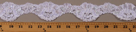 2&quot; Lace Trim - Off-White Pearled &amp; Sequined Aloncon Lace Border Trim BTY... - £10.21 GBP