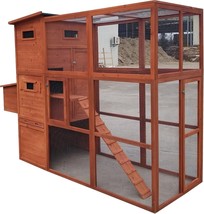 90.6&quot; Large Backyard Wood Chicken Coop Hen House Nesting Box&amp; Run&amp; Cleaning Trap - £420.71 GBP