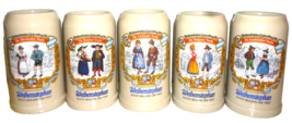 5 x 1980s Weihenstephan Freising Jahreskrug Trachten Masskrug German Bee... - $89.50