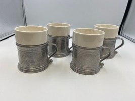 Wilton Armetale PLOUGH TAVERN Set of 4 Ceramic Coffee Cups with Base B* - $89.99