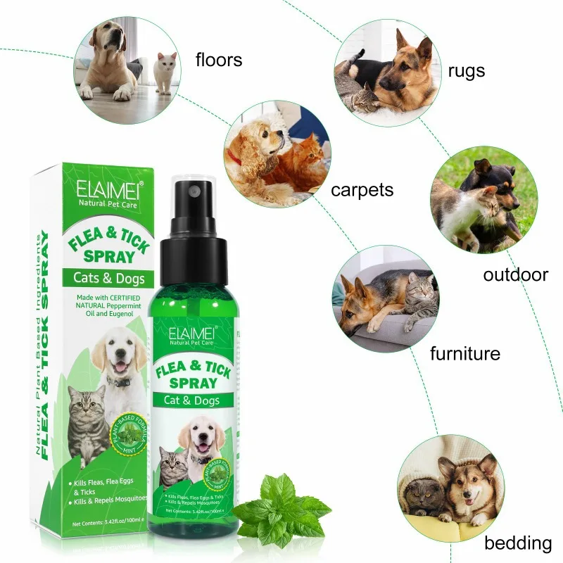 Ml pet flea tick spray for dogs cats fresh fragrance natural pet care topical spray for thumb200