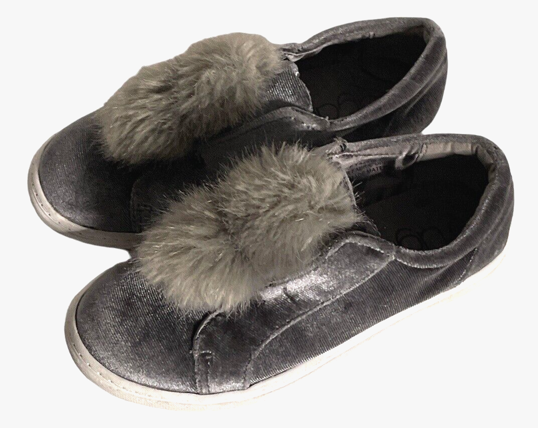 Primary image for Sugar Girls Velvet Slip On Shoes Size 13M with Faux Fur Pom Poms