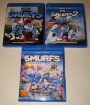 Smurfs 1 and 2 + The Lost Village - 3 Blu-ray Lot Kids Family Comedy Animation - £6.76 GBP