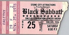 Black Sabbath Van Halen Concert Ticket Stub November 25 1978 Dallas Texas - £40.69 GBP