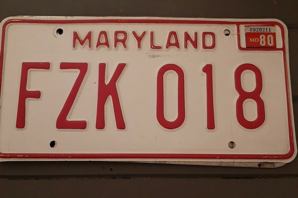 1980 Maryland License Plate FZK 018 Item image 2