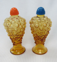 Vintage Amber Glass Mid Century Salt and Pepper Shakers Grapes MCM Italy Kugel - £9.48 GBP