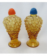 Vintage Amber Glass Mid Century Salt and Pepper Shakers Grapes MCM Italy... - £9.45 GBP