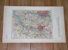 1930 Original Vintage Map Of Hamburg And Vicinity / Germany - £19.73 GBP