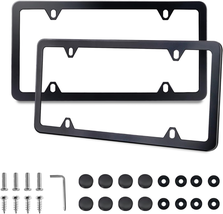 License Plate Frames Black, 2Pcs 4 Hole License Plate Holders, License Plate Fra - £9.64 GBP