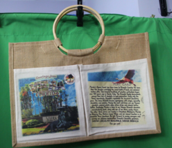 Greetings From Viera Florida Burlap Tan Tote Handbag With Wood Handles - £23.35 GBP