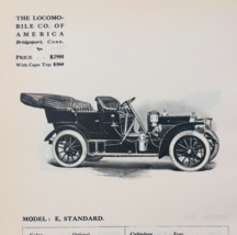 1908 Locomobile Company Model E Standard Catalog Advertisement Automobil... - $568.44 MXN