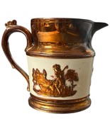 Antique Copper Luster Jug 19th Century Shepherd Boy 5-3/4&quot; Repaired Handle - $20.57 CAD