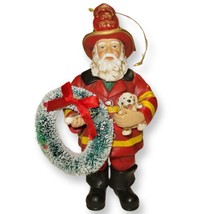 Possible Dreams Firefighter Santa With Wreath, Dalmation 2002 Christmas Ornament - £19.94 GBP