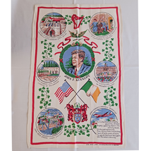 Vintage 1963 Irish Linen Tea Towel President JFK John F Kennedy Ireland Visit - £31.46 GBP