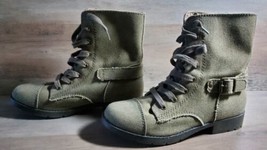 Arizona Canvas Army Green Ankle Boot Lace Up with Wedge Size 7 Casual Shoe - £29.62 GBP