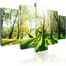 Tiptophomedecor Stretched Canvas Landscape Art - Green Glade - Stretched &amp; Frame - £73.06 GBP+