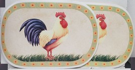 Set Of 2 Same Kitchen Vinyl Non Clear Oval Placemats(18&quot;x12&quot;)ROOSTER &amp;Sunflowers - £10.16 GBP