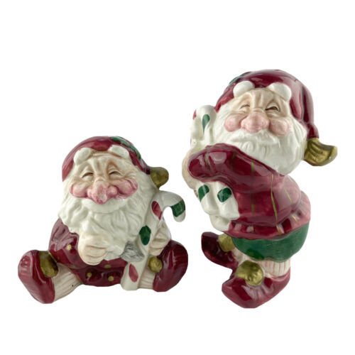 Fitz and Floyd Santa w Candy Canes Salt and Pepper Shakers Vintage 1990 - £15.37 GBP