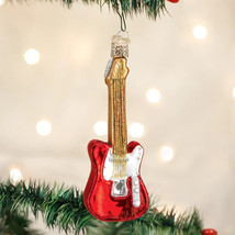 Old World Christmas Red Electric Guitar Blown Glass Christmas Ornament 38057 - £13.27 GBP