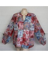 Soft Surroundings Large Pastel Pink Blue Floral Patchwork Print Top - $24.65 CAD