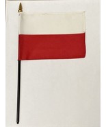 New Poland Mini Desk Flag - Black Wood Stick Gold Top 4” X 6” - $5.00