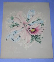 NORCROSS VALENTINE CARD VINTAGE 1946 TO SWEETHEART ORCHID CORSAGE SCRAPB... - $14.99