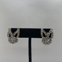 Vintage Rhinestone Clip-On Earrings Elegant Silver-Tone Jewelry - $19.65