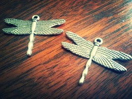 4 Dragonfly Pendants Antiqued Silver Insect Charms Dragonfly Charms 35mm - £1.91 GBP