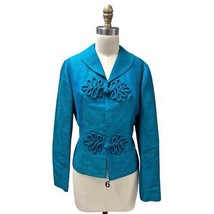 Womens VTG 1950s Iridescent Turquoise Silk Fitted Jacket Beiling Shang H... - $133.65