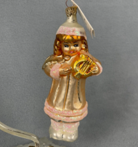 Christopher Radko Glass Ornament Little Golden Girl Angel With Harp Vint... - $48.21