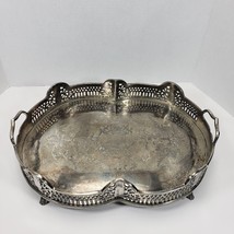 Vintage Large Aluminum Serving Tray Footed or Make up Tray - £73.61 GBP